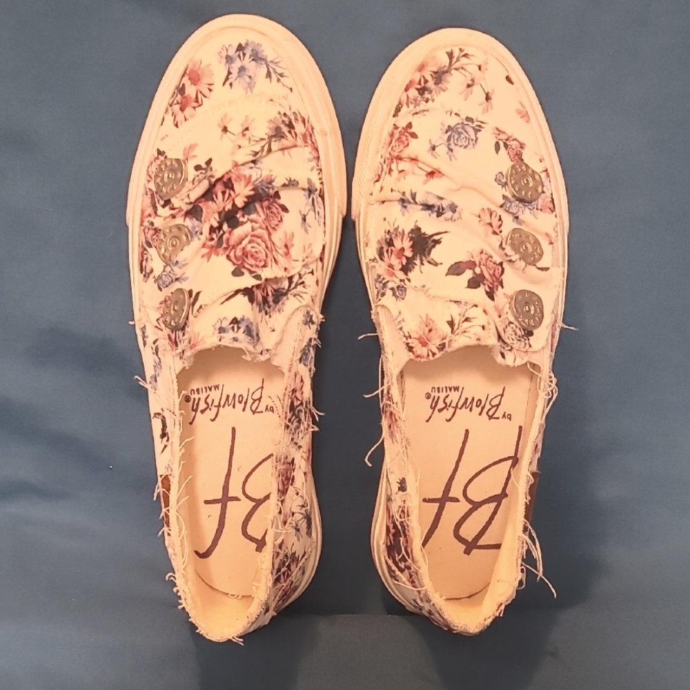 Blowfish Women's Floral Canvas Sneakers - Cream and Pink